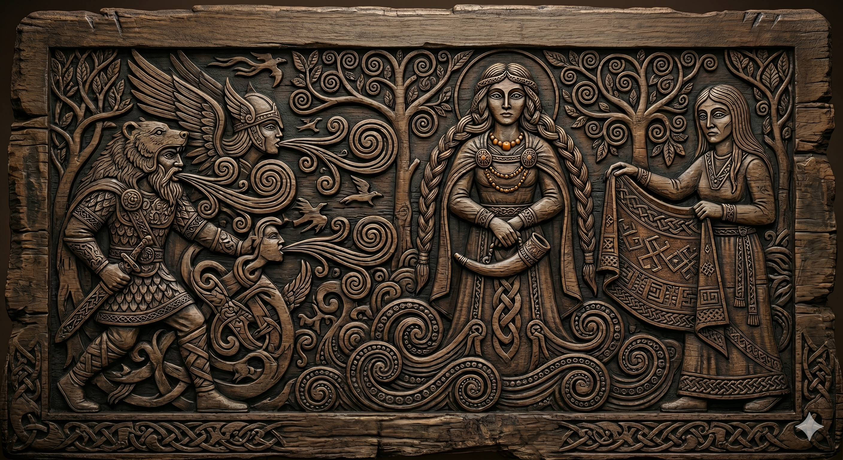 Freyja émerge, portée par les filles d'Ægir