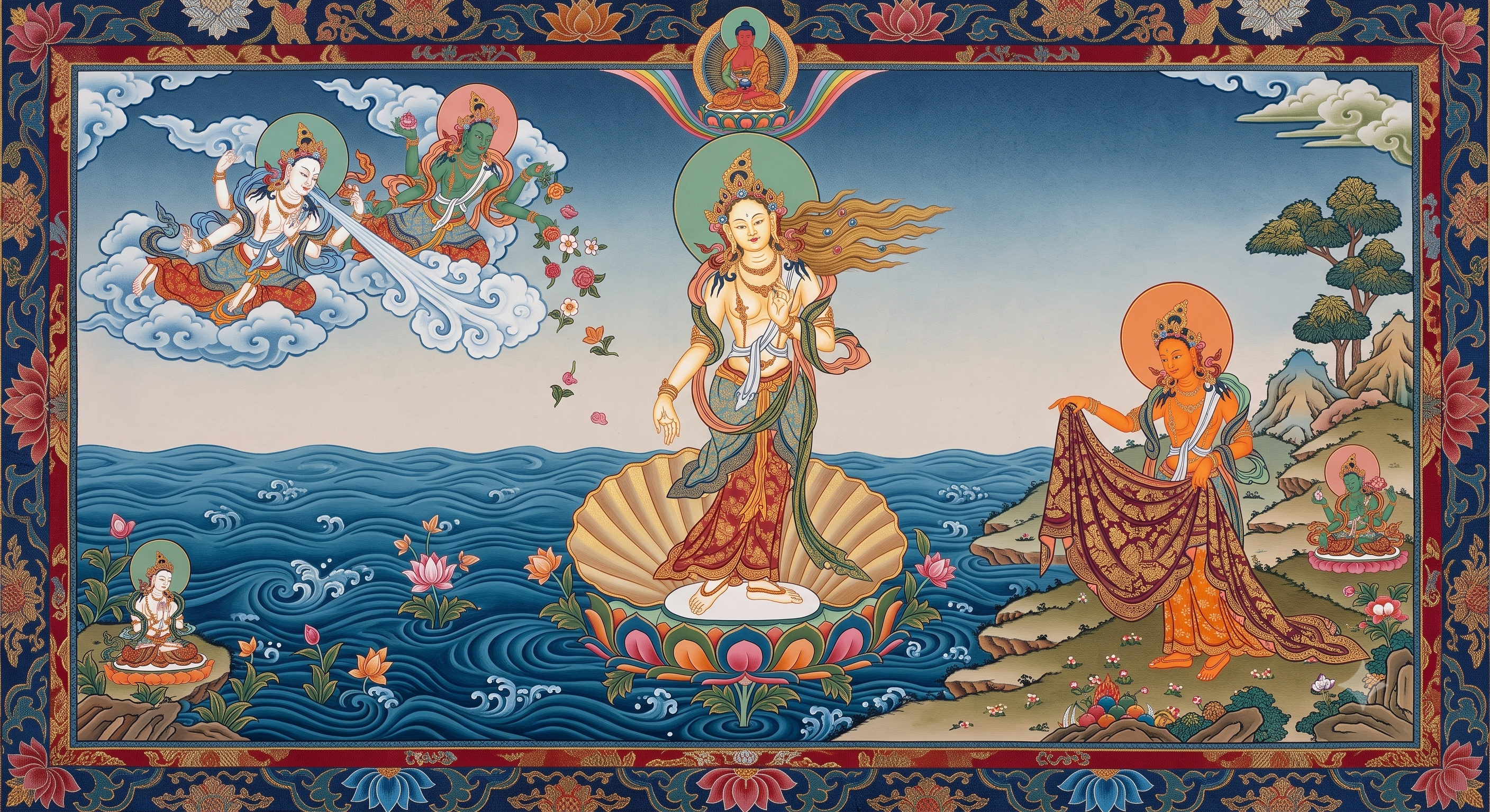 Tara naît des larmes d'Avalokiteshvara